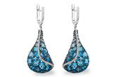 14KT White Gold Stained Glass Blue Topaz Dangle Earrings